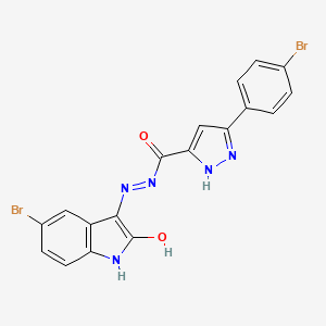 N'-[(3E)-5-bromo-2-oxo-1,2-dihydro-3H-indol-3-ylidene]-3-(4-bromophenyl)-1H-pyrazole-5-carbohydrazide - 