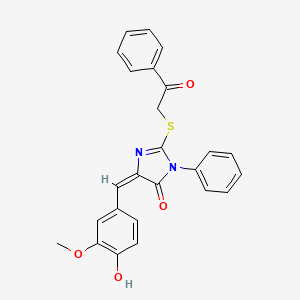 (5E)-5-(4-hydroxy-3-methoxybenzylidene)-2-[(2-oxo-2-phenylethyl)sulfanyl]-3-phenyl-3,5-dihydro-4H-imidazol-4-one - 
