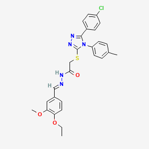 2-{[5-(4-chlorophenyl)-4-(4-methylphenyl)-4H-1,2,4-triazol-3-yl]sulfanyl}-N'-[(E)-(4-ethoxy-3-methoxyphenyl)methylidene]acetohydrazide - 
