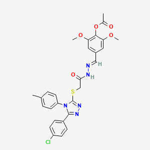 4-{(E)-[({[5-(4-Chlorophenyl)-4-(4-methylphenyl)-4H-1,2,4-triazol-3-YL]sulfanyl}acetyl)hydrazono]methyl}-2,6-dimethoxyphenyl acetate - 