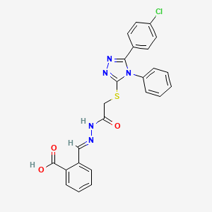 2-{(E)-[2-({[5-(4-chlorophenyl)-4-phenyl-4H-1,2,4-triazol-3-yl]sulfanyl}acetyl)hydrazinylidene]methyl}benzoic acid - 