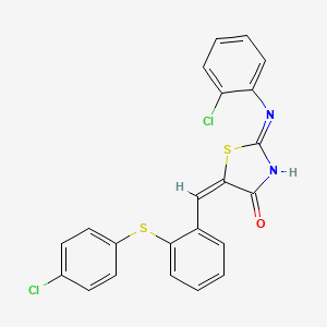 (5E)-2-(2-chloroanilino)-5-[[2-(4-chlorophenyl)sulfanylphenyl]methylidene]-1,3-thiazol-4-one - 