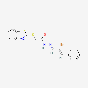2-(1,3-benzothiazol-2-ylsulfanyl)-N'-[(1E,2Z)-2-bromo-3-phenylprop-2-en-1-ylidene]acetohydrazide - 307975-72-0