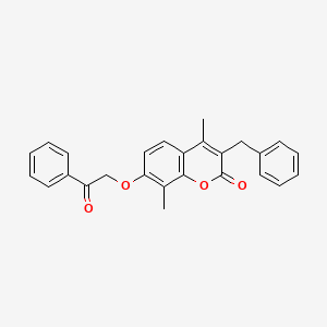 3-benzyl-4,8-dimethyl-7-(2-oxo-2-phenylethoxy)-2H-chromen-2-one - 