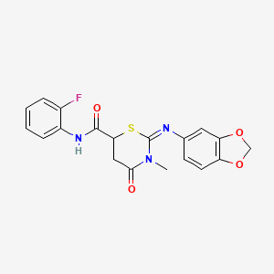 (2Z)-2-(1,3-benzodioxol-5-ylimino)-N-(2-fluorophenyl)-3-methyl-4-oxo-1,3-thiazinane-6-carboxamide - 