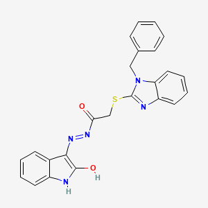 2-[(1-benzyl-1H-benzimidazol-2-yl)sulfanyl]-N'-[(3Z)-2-oxo-1,2-dihydro-3H-indol-3-ylidene]acetohydrazide - 