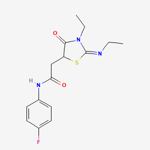 2-[(2Z)-3-ethyl-2-(ethylimino)-4-oxo-1,3-thiazolidin-5-yl]-N-(4-fluorophenyl)acetamide - 