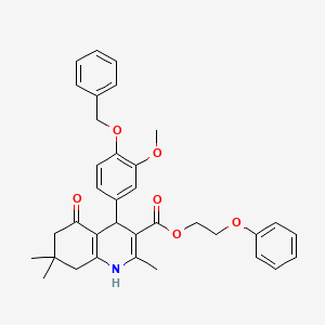 2-Phenoxyethyl 4-[4-(benzyloxy)-3-methoxyphenyl]-2,7,7-trimethyl-5-oxo-1,4,5,6,7,8-hexahydroquinoline-3-carboxylate - 