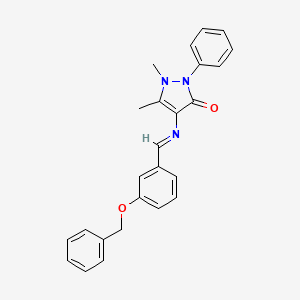 4-({(E)-[3-(benzyloxy)phenyl]methylidene}amino)-1,5-dimethyl-2-phenyl-1,2-dihydro-3H-pyrazol-3-one - 