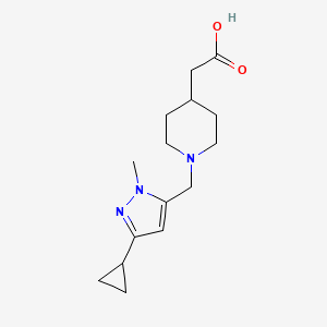 {1-[(3-cyclopropyl-1-methyl-1H-pyrazol-5-yl)methyl]piperidin-4-yl}acetic acid - 