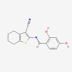 2-[(Z)-[(2,4-Dihydroxyphenyl)methylidene]amino]-4,5,6,7-tetrahydro-1-benzothiophene-3-carbonitrile - 