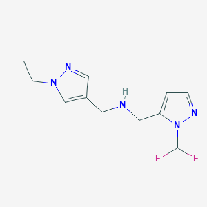 {[1-(difluoromethyl)-1H-pyrazol-5-yl]methyl}[(1-ethyl-1H-pyrazol-4-yl)methyl]amine - 