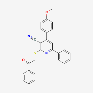 4-(4-Methoxyphenyl)-2-((2-oxo-2-phenylethyl)thio)-6-phenylnicotinonitrile - 