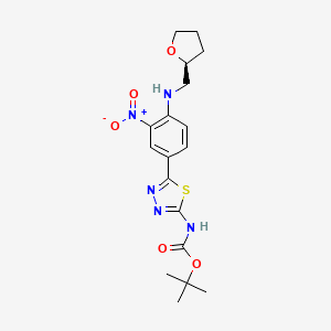 (S)-Tert-butyl (5-(3-nitro-4-(((tetrahydrofuran-2-YL)methyl)amino)phenyl)-1,3,4-thiadiazol-2-YL)carbamate - 