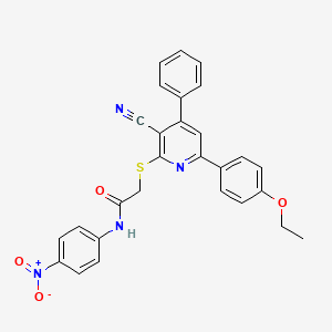 2-((3-Cyano-6-(4-ethoxyphenyl)-4-phenylpyridin-2-yl)thio)-N-(4-nitrophenyl)acetamide - 