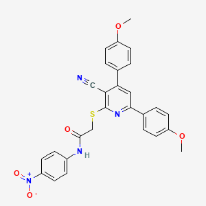 2-((3-Cyano-4,6-bis(4-methoxyphenyl)pyridin-2-yl)thio)-N-(4-nitrophenyl)acetamide - 