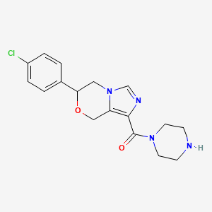 (6-(4-Chlorophenyl)-6,8-dihydro-5H-imidazo[5,1-c][1,4]oxazin-1-yl)(piperazin-1-yl)methanone - 