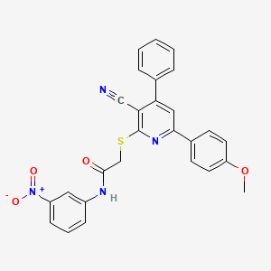 2-((3-Cyano-6-(4-methoxyphenyl)-4-phenylpyridin-2-yl)thio)-N-(3-nitrophenyl)acetamide - 