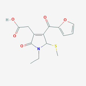 2-(1-Ethyl-4-(furan-2-carbonyl)-5-(methylthio)-2-oxo-2,5-dihydro-1H-pyrrol-3-yl)acetic acid - 