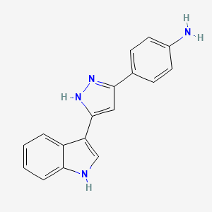 4-(5-(1H-Indol-3-yl)-1H-pyrazol-3-yl)aniline - 64640-81-9