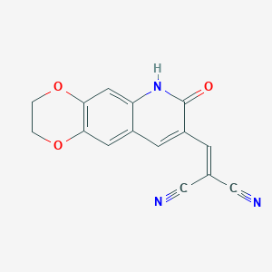 2-((7-Oxo-2,3,6,7-tetrahydro-[1,4]dioxino[2,3-g]quinolin-8-yl)methylene)malononitrile - 