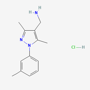 (3,5-Dimethyl-1-(m-tolyl)-1H-pyrazol-4-yl)methanamine hydrochloride - 