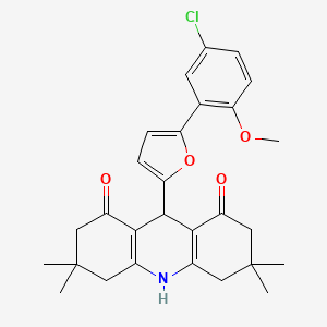 9-(5-(5-Chloro-2-methoxyphenyl)furan-2-yl)-3,3,6,6-tetramethyl-3,4,6,7,9,10-hexahydroacridine-1,8(2H,5H)-dione - 853314-18-8