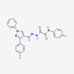 2-(2-((3-(4-Fluorophenyl)-1-phenyl-1H-pyrazol-4-yl)methylene)hydrazinyl)-2-oxo-N-(p-tolyl)acetamide - 881840-08-0