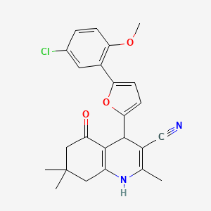 4-(5-(5-Chloro-2-methoxyphenyl)furan-2-yl)-2,7,7-trimethyl-5-oxo-1,4,5,6,7,8-hexahydroquinoline-3-carbonitrile - 853314-14-4