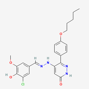 5-(2-(3-Chloro-4-hydroxy-5-methoxybenzylidene)hydrazinyl)-6-(4-(pentyloxy)phenyl)pyridazin-3(2H)-one - 882864-83-7