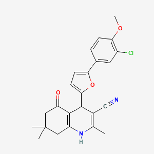 4-(5-(3-Chloro-4-methoxyphenyl)furan-2-yl)-2,7,7-trimethyl-5-oxo-1,4,5,6,7,8-hexahydroquinoline-3-carbonitrile - 853311-51-0
