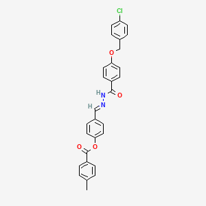 4-(2-(4-((4-Chlorobenzyl)oxy)benzoyl)carbohydrazonoyl)phenyl 4-methylbenzoate - 332146-98-2