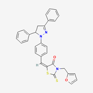 (5E)-5-[4-(3,5-Diphenyl-4,5-dihydro-1H-pyrazol-1-YL)benzylidene]-3-(2-furylmethyl)-2-thioxo-1,3-thiazolidin-4-one - 