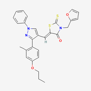 (5Z)-3-(2-furylmethyl)-5-{[3-(2-methyl-4-propoxyphenyl)-1-phenyl-1H-pyrazol-4-yl]methylene}-2-thioxo-1,3-thiazolidin-4-one - 