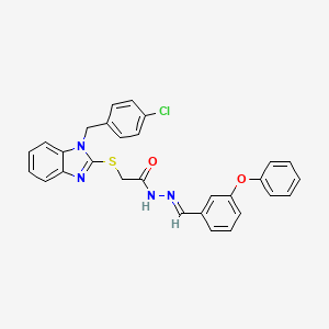 2-{[1-(4-chlorobenzyl)-1H-benzimidazol-2-yl]sulfanyl}-N'-[(E)-(3-phenoxyphenyl)methylidene]acetohydrazide - 