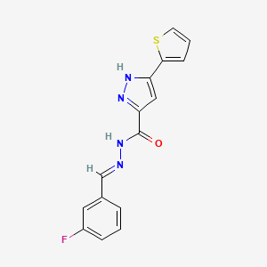 N'-(3-Fluorobenzylidene)-3-(thiophen-2-yl)-1H-pyrazole-5-carbohydrazide - 303092-86-6