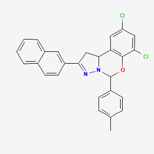 7,9-Dichloro-2-(naphthalen-2-yl)-5-(p-tolyl)-5,10b-dihydro-1H-benzo[e]pyrazolo[1,5-c][1,3]oxazine - 303060-39-1