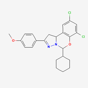 4-(7,9-Dichloro-5-cyclohexyl-1,10b-dihydropyrazolo[1,5-c][1,3]benzoxazin-2-yl)phenyl methyl ether - 303059-75-8