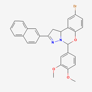 9-Bromo-5-(3,4-dimethoxyphenyl)-2-(naphthalen-2-yl)-5,10b-dihydro-1H-benzo[e]pyrazolo[1,5-c][1,3]oxazine - 303060-19-7