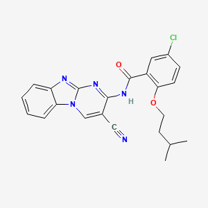 5-Chloro-N-(3-cyanopyrimido(1,2-A)benzimidazol-2-YL)-2-(isopentyloxy)benzamide - 303059-22-5