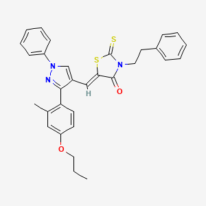 (5Z)-5-{[3-(2-Methyl-4-propoxyphenyl)-1-phenyl-1H-pyrazol-4-YL]methylene}-3-(2-phenylethyl)-2-thioxo-1,3-thiazolidin-4-one - 