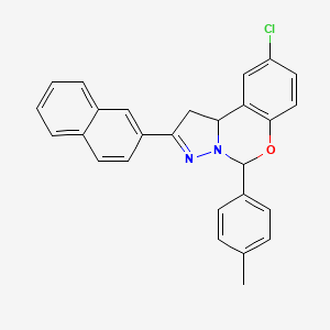 9-Chloro-2-(naphthalen-2-yl)-5-(p-tolyl)-5,10b-dihydro-1H-benzo[e]pyrazolo[1,5-c][1,3]oxazine - 303060-23-3