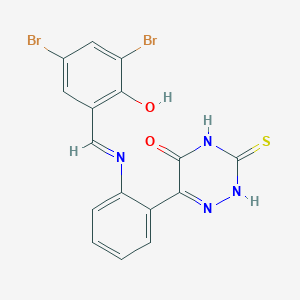 6-(2-((3,5-Dibromo-2-hydroxybenzylidene)amino)phenyl)-3-thioxo-3,4-dihydro-1,2,4-triazin-5(2H)-one - 303094-65-7