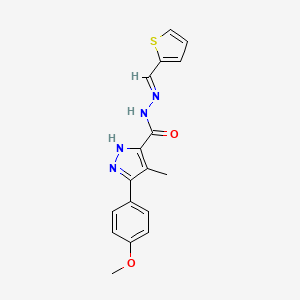 5-(4-Methoxyphenyl)-4-methyl-N'-(thiophen-2-ylmethylene)-1H-pyrazole-3-carbohydrazide - 303104-06-5