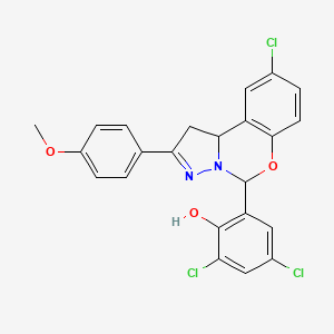 2,4-Dichloro-6-[9-chloro-2-(4-methoxyphenyl)-1,10b-dihydropyrazolo[1,5-c][1,3]benzoxazin-5-yl]phenol - 303061-25-8