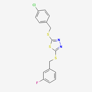 2-[(4-Chlorobenzyl)sulfanyl]-5-[(3-fluorobenzyl)sulfanyl]-1,3,4-thiadiazole - 