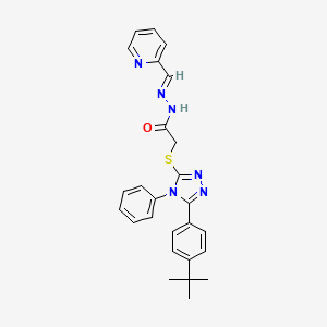 2-{[5-(4-Tert-butylphenyl)-4-phenyl-4H-1,2,4-triazol-3-YL]sulfanyl}-N'-[(E)-2-pyridinylmethylidene]acetohydrazide - 303107-28-0