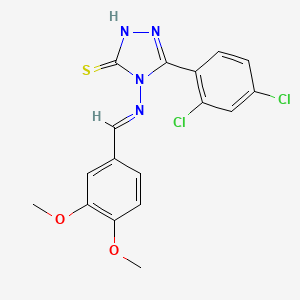 5-(2,4-dichlorophenyl)-4-{[(E)-(3,4-dimethoxyphenyl)methylidene]amino}-4H-1,2,4-triazol-3-yl hydrosulfide - 