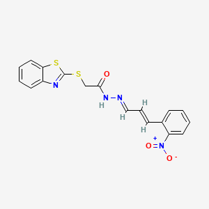 2-(1,3-benzothiazol-2-ylsulfanyl)-N'-[(1E,2E)-3-(2-nitrophenyl)prop-2-en-1-ylidene]acetohydrazide - 307975-71-9