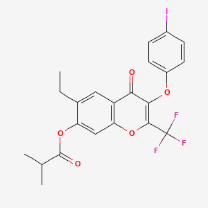 6-Ethyl-3-(4-iodophenoxy)-4-oxo-2-(trifluoromethyl)-4H-chromen-7-yl isobutyrate - 